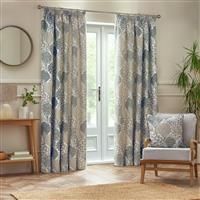 Wylder Ophelia Floral Jacquard Pencil Pleat Curtains In Wedgewood 229 X 183Cm, Multi