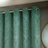 Paoletti Gatsby Jacquard Eyelet Curtains In Emerald 168 X 229Cm, Multi