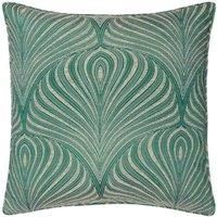 Paoletti Gatsby Jacquard Piped Polyester Filled Cushion, Emerald