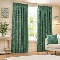 Wylder Grantley Jacquard Pencil Pleat Curtains In Emerald 229 X 137Cm, Multi