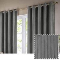 Paoletti Corinthian Velvet Eyelet Curtain Pair - Dove Grey - 117x137cm