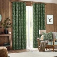 furn. Furn. Winter Woods Animal Chenille Eyelet Curtains In Emerald 117 X 137Cm, Multi