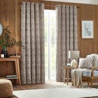 furn. Winter Woods Animal Chenille Jacquard Eyelet Curtains - 2 Panels - Width x Drop - 168 x 137cm (66 x 54) - Taupe