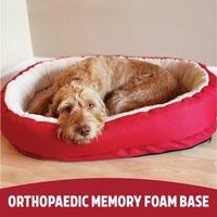 Rosewood Orthopaedic Memory foam dog bed, Machine washable with a removable cover, Super soft plush interior, Red, 26 x 34 inch (66 x 86 cm)