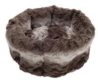 Rosewood plush small dog and cat bed, washable super soft cozy material, Unique grey patterned plush and soft cream inner,Diameter 15 inch (38 cm)