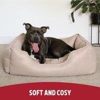 Rosewood Thin Twill Box Dog Bed, Beige, Large