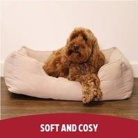 Rosewood Cord Square Dog Bed, Beige, Small