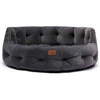 Joules Home Small Velvet Pet Bed - Dark Grey - One Size
