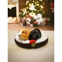 Rosewood Cupid & Comet Pudding Snuggle Bed for Small Animals – Christmas Pudding Design, Small Pet Bed Mat for Guinea Pigs, Rabbits and Ferrets, Lap Pad for Grooming, Washable, Soft Sleeping Pad