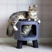 Rosewood Stylish and Modern Charcoal Cat Den made from Felt and Rope, Grey