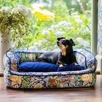 Rosewood x Morris & Co. Strawberry Thief Pet Sofa Bed, Dark Blue, Large