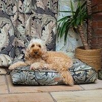 Rosewood x Morris & Co. Acanthus Mattress for Dogs, Large Dog Bed, Khaki, Thickly Padded, Non-Slip Base, Washable, Luxury William Morris Print