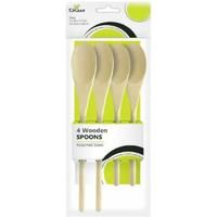 KNIGHT 4 Piece Kitchen Wooden Spoon Set in Assosrted Sizes, (30 x 3.7 CM) & (25.5 x 3.8 CM)