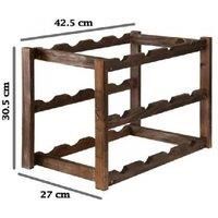 Solid Wood 3-Tier Wine Rack - Space-Saving Brown Dining Storage