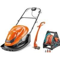 FLYMO EasiGlide 300 Hover Collect Lawnmower & Contour XT Electric Grass Trimmer Bundle