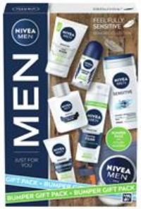 NIVEA MEN Feel Fully Sensitive Skincare Collection Bumper Gift Pack, with Shower Gel, Anti-Perspirant, Face Wash, Shaving Foam, Post Shave Balm and Moisturisers