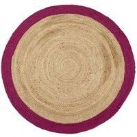 Ripley Natural Jute Round Rug with Pink Border  150x150cm