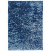 Contemporary Glamour Shimmer Plain Dazzle Long Deep Pile Fluffy Shaggy Rugs, Blue - 120 x 170cm