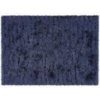 e-Rugs Contemporary Carved Glamour Plain Plush Striped Designer Shaggy Rug, Navy - 120 x 170cm