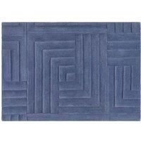 Contemporary Form Linear Geometric Pattern Plain Wool Rugs, Blue - 160 x 230cm