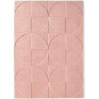 Classic Penny Goemetric Plain Optical 3D Designer Dense Pile Modern Wool Rugs, Blush - 160 x 230cm