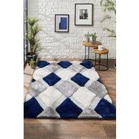 3D Geo Shaggy Navy Rug In 3 Size Options