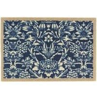 My Mat Heritage Blue Nylon Indoor Pattern Washable Doormat for Hallway, Kitchen, Front Door 50x75cm