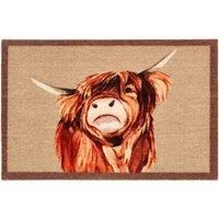 My Mat Highland Cow Nylon Indoor Pattern Washable Doormat for Hallway, Kitchen, Front Door 50x75cm