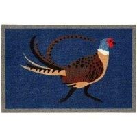 My Mat Pheasant Blue Nylon Indoor Pattern Washable Doormat for Hallway, Kitchen, Front Door 50x75cm