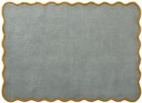 Origins Scalloped Blue Wool Short Pile Rug - 170x120cm