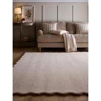 Origins Scalloped Beige Wool Short Pile Rug - 230x160cm