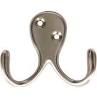 Wickes Two Prong Screwed Hook - Satin Nickel