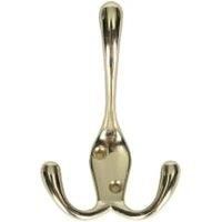 Wickes Three Pronged Screwed Hook - Brass