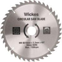 Wickes 40 Teeth Medium Cut Circular Saw Blade  210 x 30mm