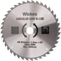 Wickes 40 Teeth Medium Cut Circular Saw Blade - 250 x 30mm
