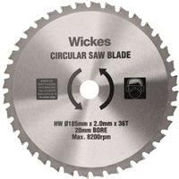 Wickes 36 Teeth Universal Wood Circular Saw Blade - 185 X 20mm