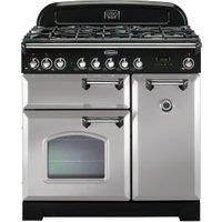 Rangemaster Classic Deluxe 90cm Dual Fuel Range Cooker - Royal Pearl with Chrome Trim