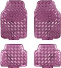 Universal Pink Metallic Streetwize Checker Rubber Girls Car Floor Mats Set SWTP6