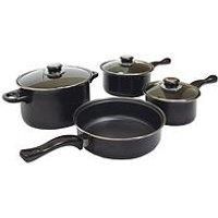 Leisurewize 7pc Cookware Set Pan Saucepan Set NEW Carbon Non Stick Glass Lids