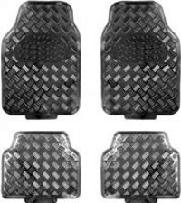 Streetwize SWUXM7 Heavy Duty Checker Plate Car Floor Mat Set 4 Pieces Black