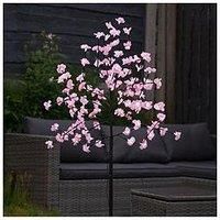 Solar Power 4ft Pink Cherry Blossom Tree 100 White LED Lights Patio Balcony