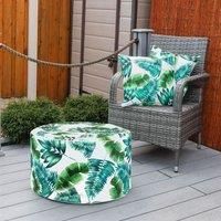 Gardenwize - Botanical Print Inflatable Outdoor Ottoman Chair, Garden Chair Camping Seat Kids Chair - Garden Cushion No Pump Needed (SWGSL266)
