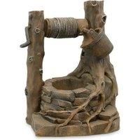 Gardenwize Outdoor Rustic Brick Well Solar Water Fountain Feature Battery Backup