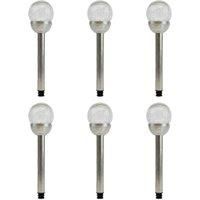Crackle Ball Stake Solar LED Light 8cm Pack of 6 Glass Multicoloured Eco Garden