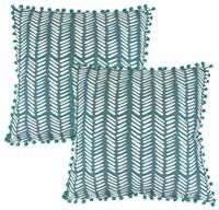 Gardenwize - Pack of 2 Outdoor Scatter Cushions, Garden Furniture Cushions - Covers & Pillows (Teal Fern)
