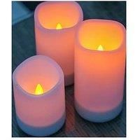 Gardenwize Set Of 3 Solar Pillar Candles