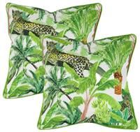 Gardenwize - Pack of 2 Outdoor Scatter Cushions, Garden Furniture Cushions - Covers & Pillows (Leopard Jungle)