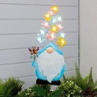 Gardenwize – Solar Powered Decorative Stake Lights, Bright LED Bulbs Garden Pathway, Walkway Lighting – No Running Costs (Blue Gnome)