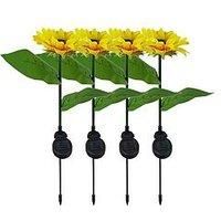 Gardenwize Pack Of 4 Solar Powered Sunflower Stake Lights