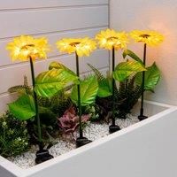 Gardenwize Pack Of 4 Solar Powered Sunflower Stake Lights